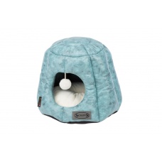 SCRUFFS Лежак-домик для кошек "Knightsbridge Cat Igloo", экокожа, бирюзовый, 48x48x38см