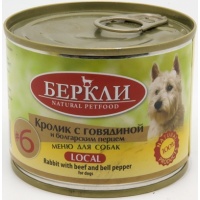 Беркли Local консервы для собак №6 Кролик с говядиной и болгарским перцем, 200 г